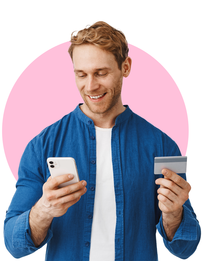 male consumer uploading receipt into rewards app